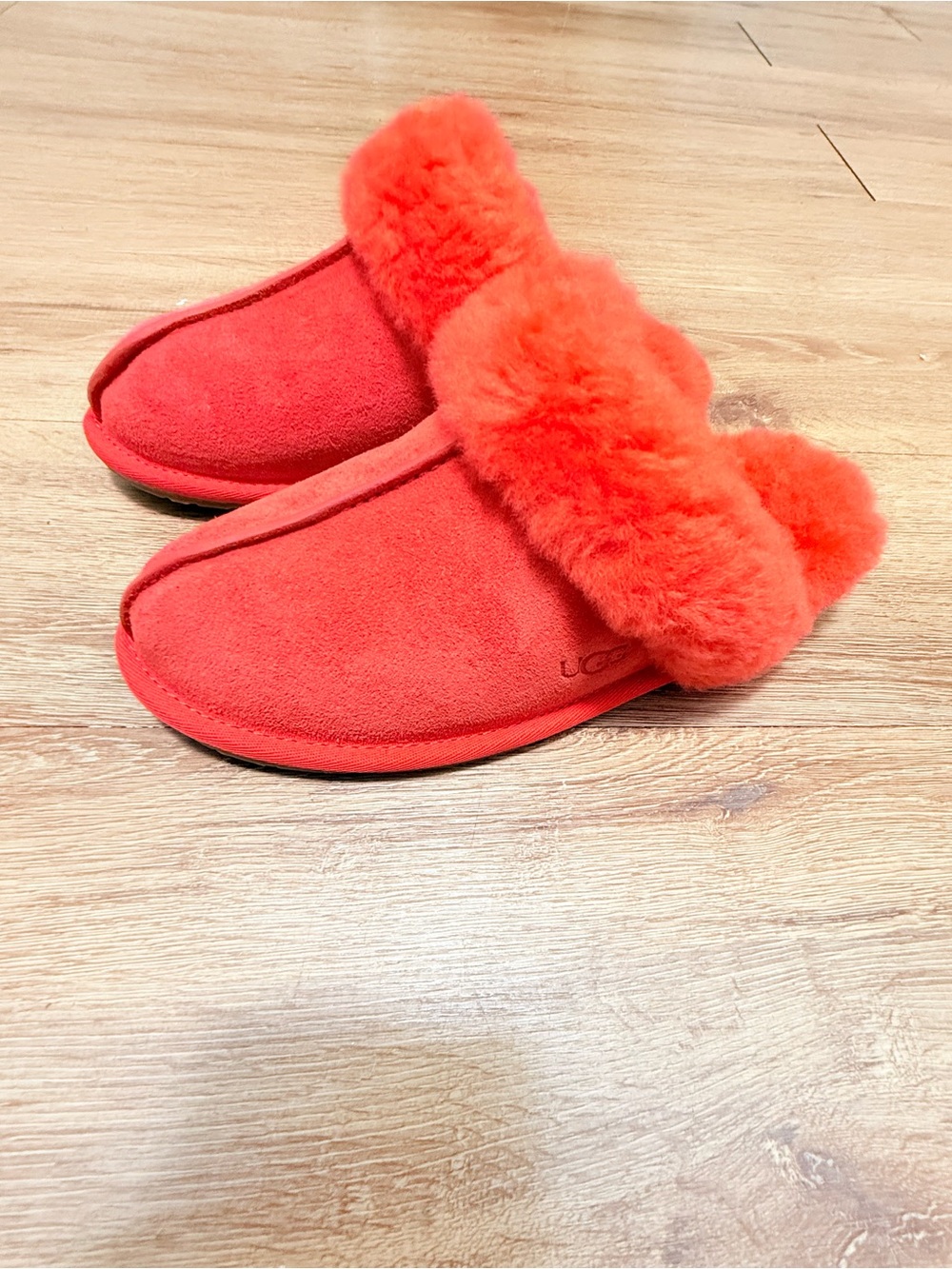 UGG Women's Plush Clog Slippers - Bright Red-Orange